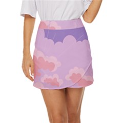 Sky Nature Sunset Clouds Space Fantasy Sunrise Mini Front Wrap Skirt by Ravend