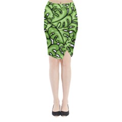 Leaves Nature Monstera Seamless Pattern Repeating Midi Wrap Pencil Skirt by Ravend