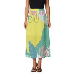 Plants Leaves Border Frame Wallpaper Background Classic Midi Chiffon Skirt by Ravend