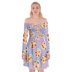 Cookies Chocolate Chips Chocolate Cookies Sweets Off Shoulder Skater Dress by Ravend