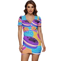 Cookies Chocolate Cookies Sweets Snacks Baked Goods Food Low Cut Cap Sleeve Mini Dress by Ravend