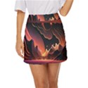 Fire Flame Burn Hot Heat Light Burning Orange Mini Front Wrap Skirt View1