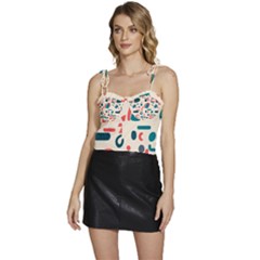 Shapes Pattern  Flowy Camisole Tie Up Top by Sobalvarro