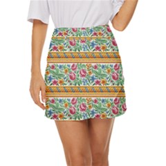 Flower Fabric Fabric Design Fabric Pattern Art Mini Front Wrap Skirt by Ravend