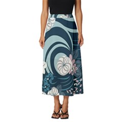 Flowers Pattern Floral Ocean Abstract Digital Art Classic Midi Chiffon Skirt by Ravend
