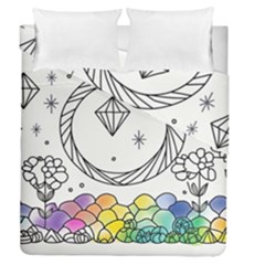 Rainbow Fun Cute Minimal Doodle Drawing Duvet Cover Double Side (queen Size) by Ravend