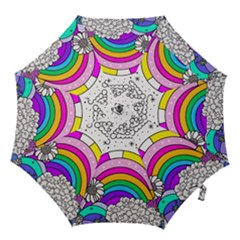 Rainbow Fun Cute Minimal Doodle Drawing Art Hook Handle Umbrellas (medium) by Ravend