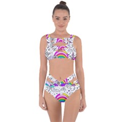 Rainbow Fun Cute Minimal Doodle Drawing Art Bandaged Up Bikini Set  by Ravend