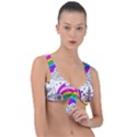 Rainbow Fun Cute Minimal Doodle Drawing Art Front Tie Bikini Top View1