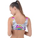 Rainbow Fun Cute Minimal Doodle Drawing Art Front Tie Bikini Top View2