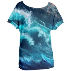 Thunderstorm Tsunami Tidal Wave Ocean Waves Sea Women s Oversized Tee by Ravend