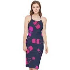 Wine Wine Bottles Background Graphic Bodycon Cross Back Summer Dress by Ravend