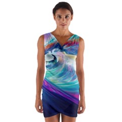 Waves Ocean Sea Tsunami Nautical Nature Water Wrap Front Bodycon Dress by Ravend