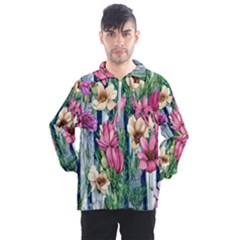 Big And Bright Watercolor Flowers Men s Half Zip Pullover by GardenOfOphir