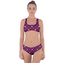 Purple Background Graphic Decor Backdrop Design Art Criss Cross Bikini Set by Ravend