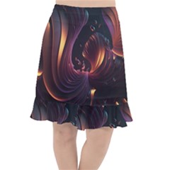 Ai Generated Swirls Space Design Fractal Light 3d Art Pattern Fishtail Chiffon Skirt by Ravend