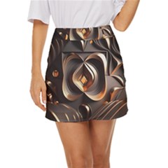 Ai Generated Swirls Space Design Fractal Light 3d Pattern Mini Front Wrap Skirt by Ravend