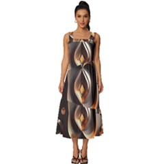 Ai Generated Swirls Space Design Fractal Light 3d Pattern Square Neckline Tiered Midi Dress by Ravend