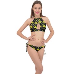 Background Graphic Decor Backdrop Design Art Cross Front Halter Bikini Set by Ravend