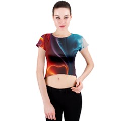 Ai Generated Swirl Splash Blaze Design Art Crew Neck Crop Top by Ravend