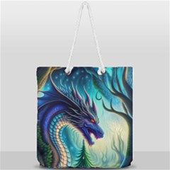 Ai Generated Dragon Fractal Art Texture Full Print Rope Handle Tote (large) by Ravend