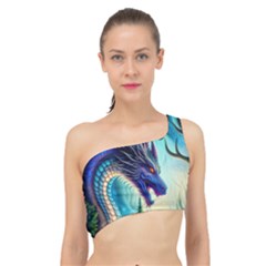 Ai Generated Dragon Fractal Art Texture Spliced Up Bikini Top  by Ravend