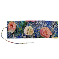 Captivating Watercolor Flowers Roll Up Canvas Pencil Holder (m) by GardenOfOphir