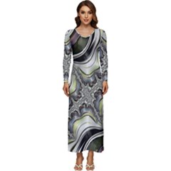 Fractal Background Pattern Texture Abstract Design Art Long Sleeve Longline Maxi Dress by Ravend