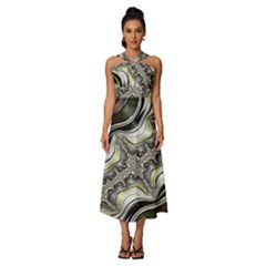 Fractal Background Pattern Texture Abstract Design Art Sleeveless Cross Front Cocktail Midi Chiffon Dress by Ravend