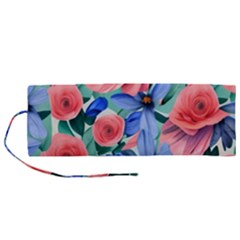 Classy Watercolor Flowers Roll Up Canvas Pencil Holder (m) by GardenOfOphir