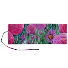 Charming Watercolor Flowers Roll Up Canvas Pencil Holder (m) by GardenOfOphir