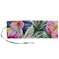 Delightful Watercolor Flowers And Foliage Roll Up Canvas Pencil Holder (m) by GardenOfOphir