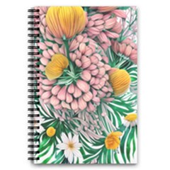 Coral Watercolor Flowers Botanical Foliage 5 5  X 8 5  Notebook by GardenOfOphir