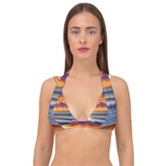 Summer Sunset Over The Ocean Double Strap Halter Bikini Top by GardenOfOphir