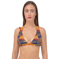 Nature s Sunset Over Beach Double Strap Halter Bikini Top by GardenOfOphir