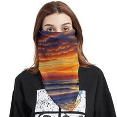Nature s Sunset Over Beach Face Covering Bandana (triangle) by GardenOfOphir