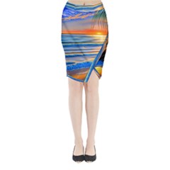 Tropical Sunset Midi Wrap Pencil Skirt by GardenOfOphir