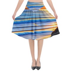 Tropical Sunset Flared Midi Skirt by GardenOfOphir