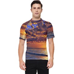Orange Sunburst Men s Short Sleeve Rash Guard by GardenOfOphir
