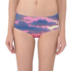 Sunset Over The Beach Mid-waist Bikini Bottoms by GardenOfOphir