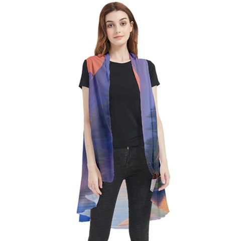 Loveliest Sunset Sleeveless Chiffon Waistcoat Shirt by GardenOfOphir
