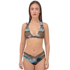Abstract Waves Summertime On The Sea Double Strap Halter Bikini Set by GardenOfOphir