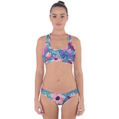 Vintage Flowers Cross Back Hipster Bikini Set by HWDesign
