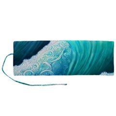 Abstract Waves In Blue And Green Roll Up Canvas Pencil Holder (m) by GardenOfOphir
