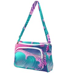 Pink Waves On The Beach Front Pocket Crossbody Bag by GardenOfOphir