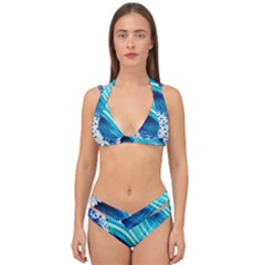 Blue Water Reflections Double Strap Halter Bikini Set by GardenOfOphir