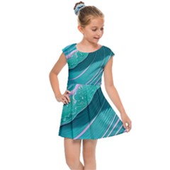 Pink Ocean Waves Kids  Cap Sleeve Dress by GardenOfOphir