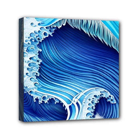 Watercolor Wave Mini Canvas 6  X 6  (stretched) by GardenOfOphir