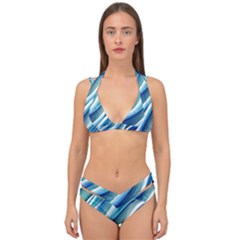 Blue Ocean Waves Double Strap Halter Bikini Set by GardenOfOphir