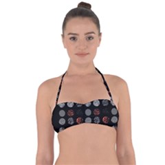 Black And Multicolored Polka Dot Artwork Digital Art Halter Bandeau Bikini Top by Jancukart
